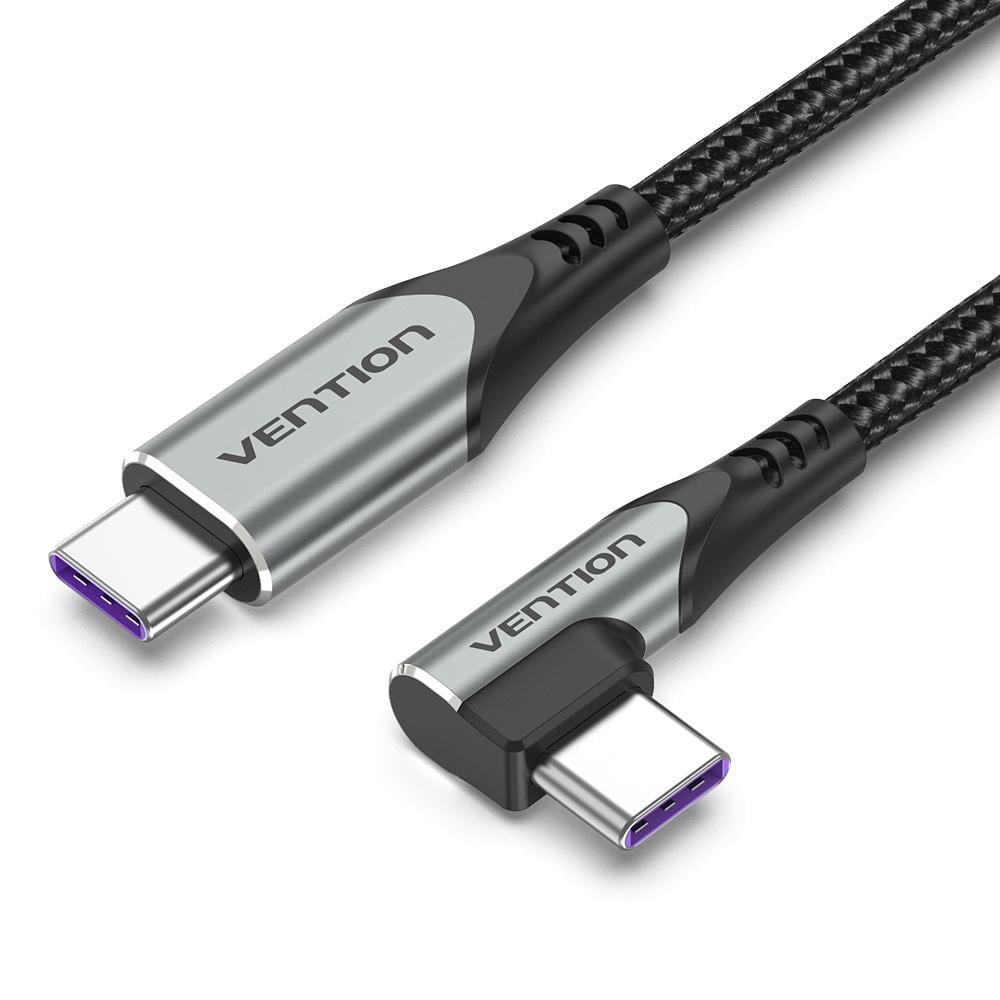 Кабель USB-C на USB-C Vention Угловой 100 Вт 0,5 м Черный (TAKHD)