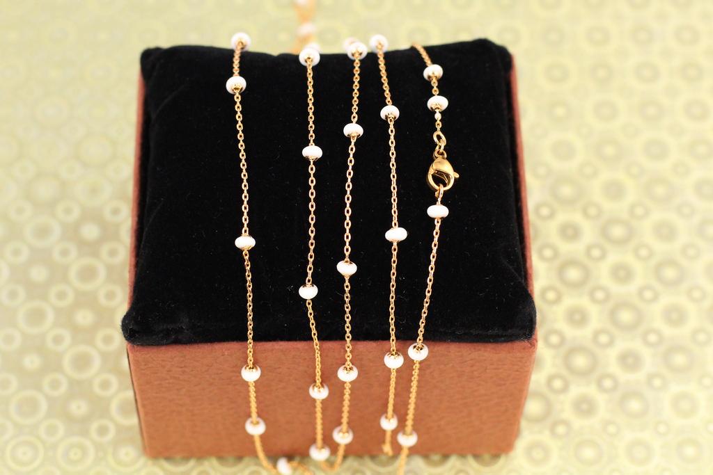 Цепь Xuping Jewelry якорная с белыми шариками 60 см Золотистый (26845286)