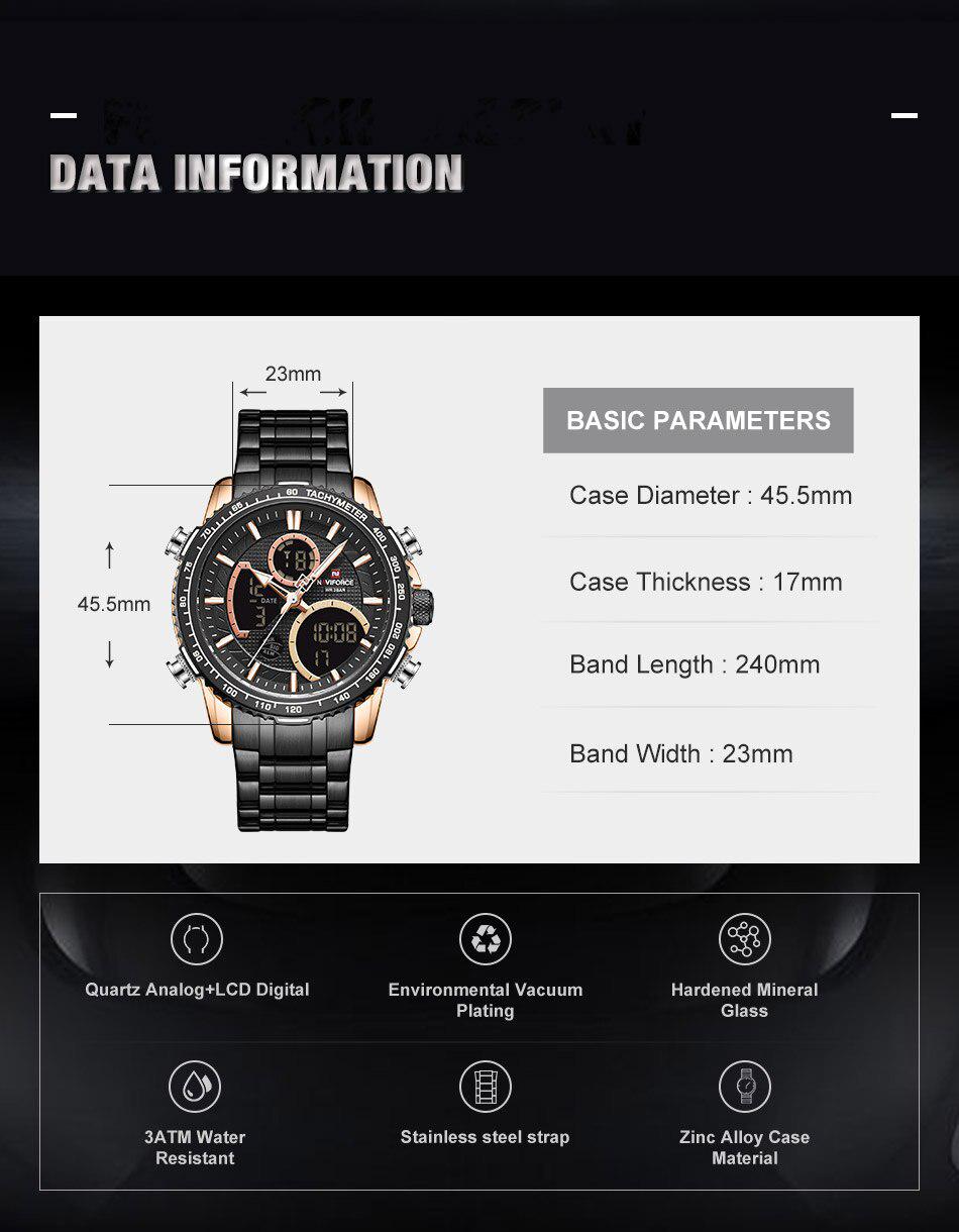 Чоловічий годинник Naviforce Fire 9182 Black - фото 5