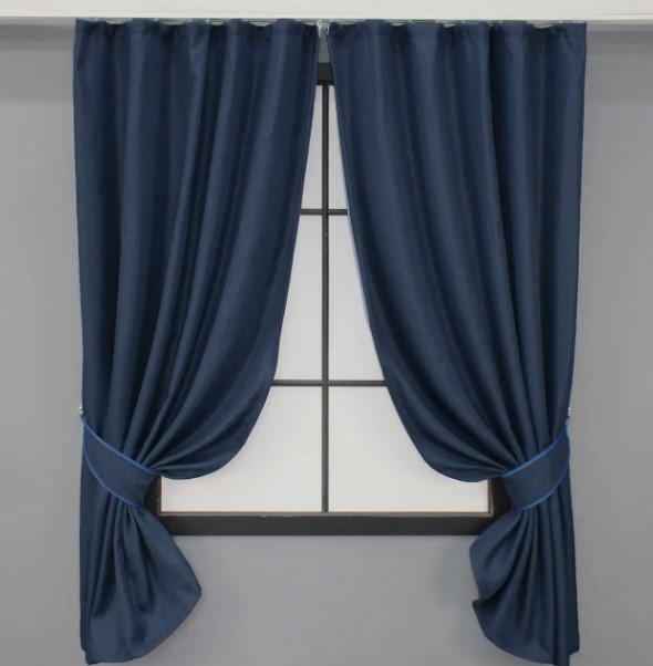 Шторы блекаут/лен мешковина 1,3х1,7 м 2 шт. Темно-синий (1360ш)