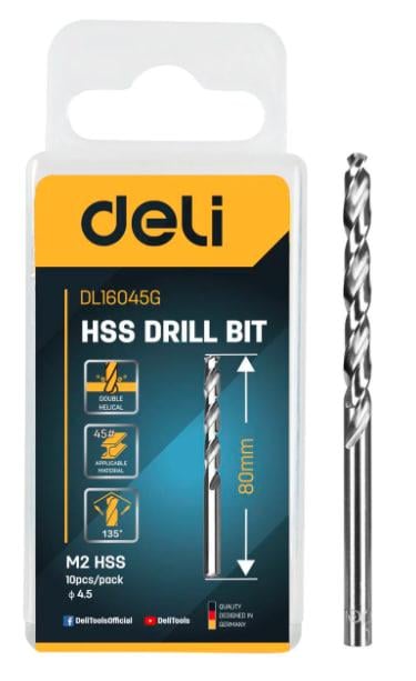Свердло Deli Tools EDL16045G Hss D4,5 мм (27206867)