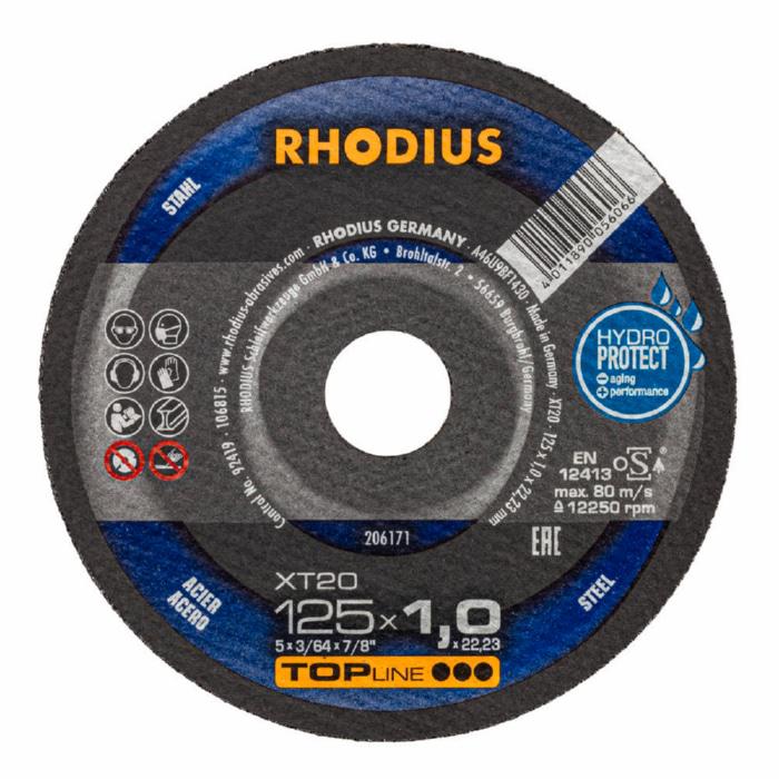 Круг отрезной по металлу Rhodius Top XT20 A46U9-BF1431 F41 12200 об/мин 125х1,0х22,2 мм 206171 (13985)
