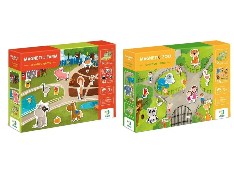 Комплект магнітних ігр Dodo Ферма 44 магніта та Зоопарк 35 магнітів (2885108875)