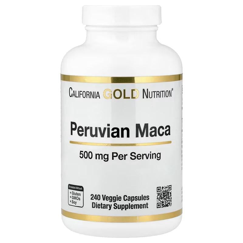 Мака перуанская California Gold Nutrition Peruvian Maca 240 растительных капс. 500 мг (1528951816)
