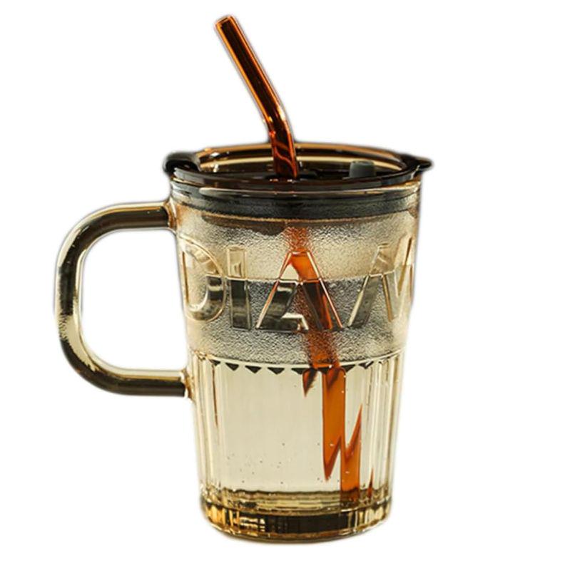 Склянка еко з термостійкого скла з багаторазовою трубочкою 400 мл Коричневий (2693105091) - фото 9