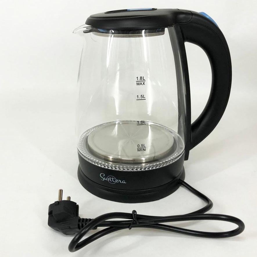 Стеклянные электрические чайники с подсветкой Suntera EKB-322B, чайники с подсветкой. Цвет: черный - фото 2 Стеклянные электрические чайники с подсветкой Suntera EKB-322B, чайники с подсветкой. Цвет: черный - фото 2