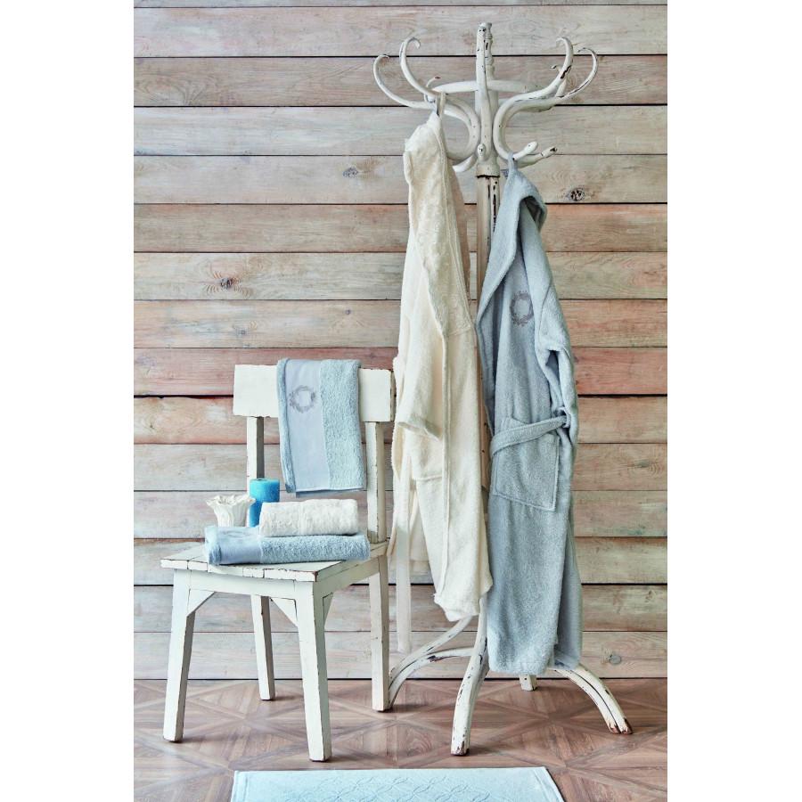 Набор халат с полотенцем Karaca Home Silvio offwhite-s.yesil S/M+L/XL+50х70 Кремовый/Зеленый (svt-2000022265225)