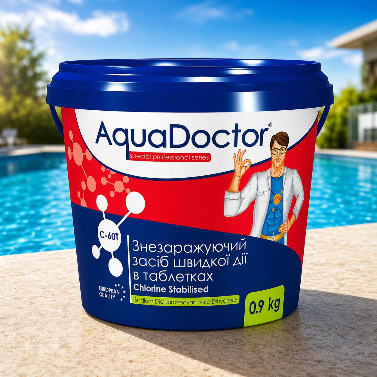 Дезинфектант на основе хлора AquaDoctor C-60T быстродействующий в таблетках по 20 гр 0,9 кг (40895)
