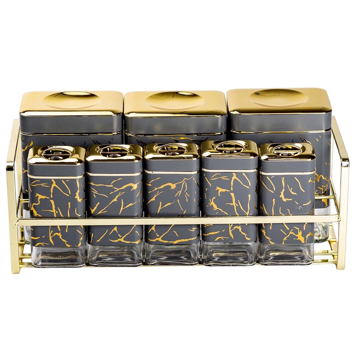 Набор емкостей для хранения на металлической подставке 8 шт. по 650/150 мл Серый (HP-1366)