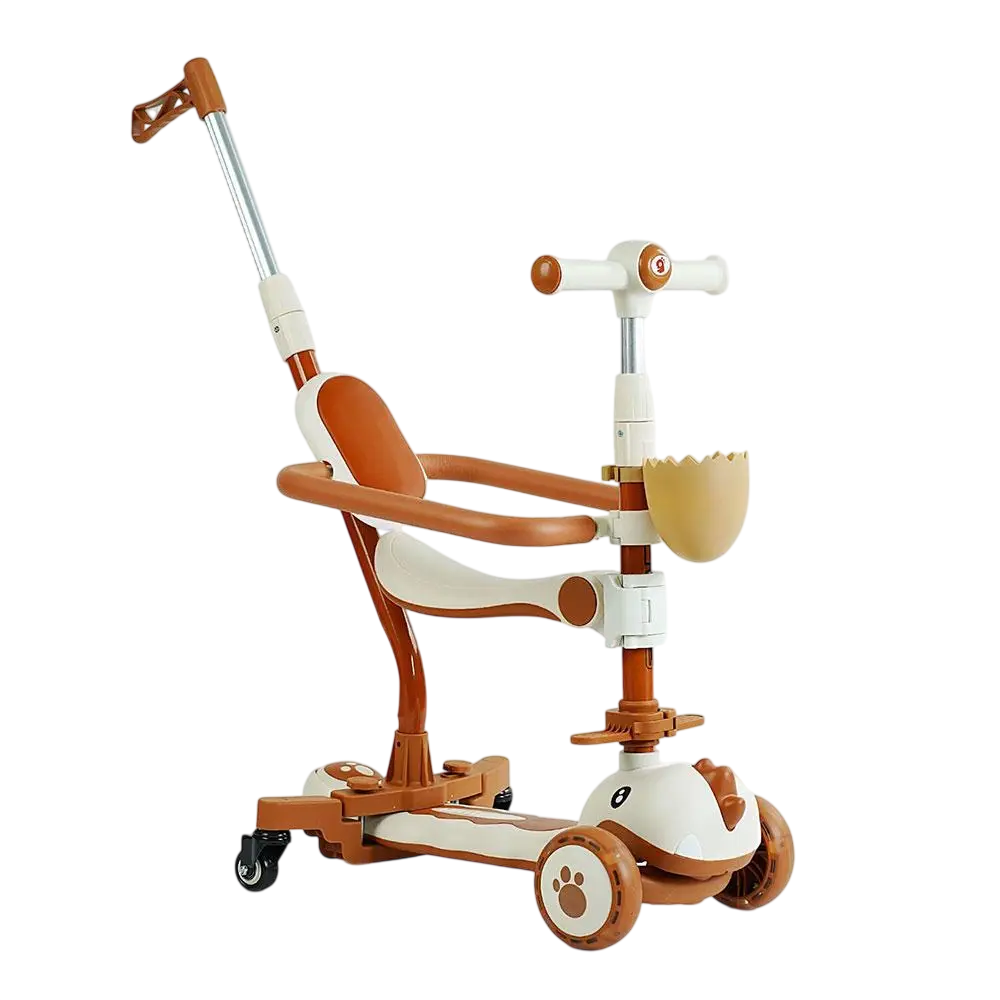 Самокат детский трехколесный -биговел Skyper GL-09077 из металла и пластика с защитным бампером Коричнево-белый
