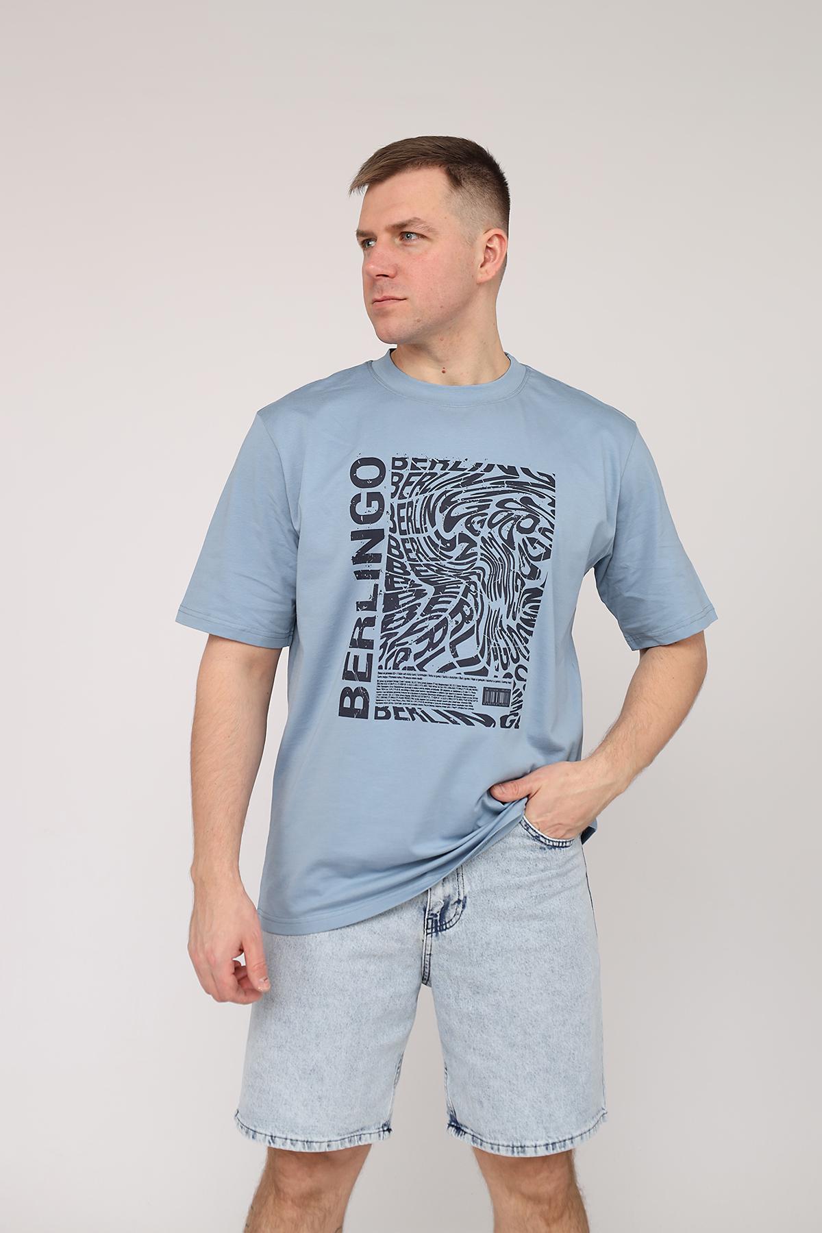 Футболка мужская ЦБ-00269883 с коротким рукавом р. 46 Синий (SKT001044524)