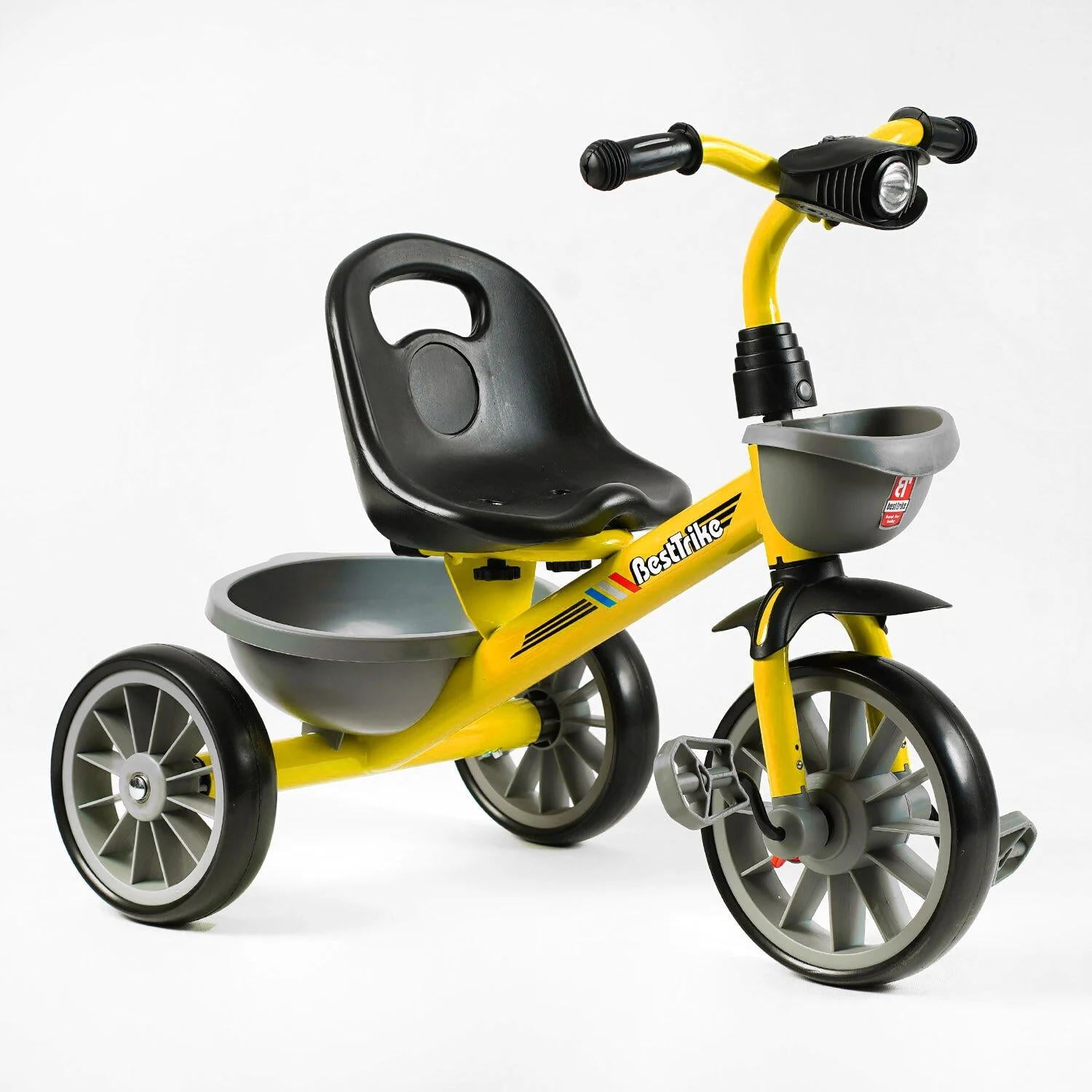 Детский велосипед трехколесный Best Trike BS-16390 с корзиной и музыкой/колеса EVA/переднее 12"/заднее 10" (25370434)