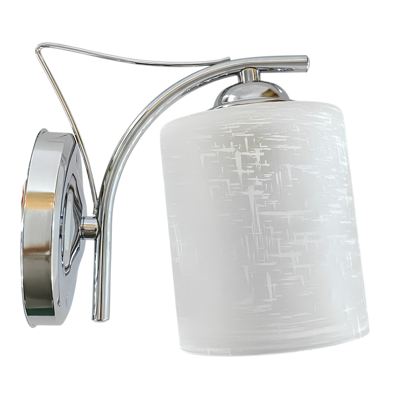 Бра Valeso с узорами на плафоне под одну лампу Е27 Хром/Белый (B-6921B/1)