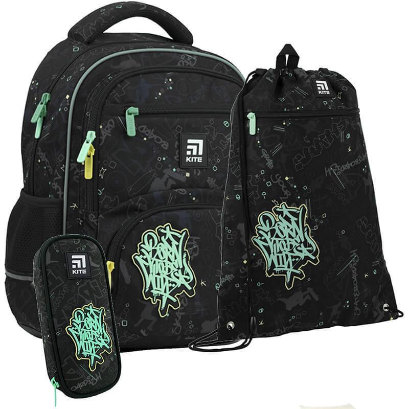Рюкзак шкільний з пеналом та сумкою для взуття Kite 773S Born to Win (SET_K22-773S-3)