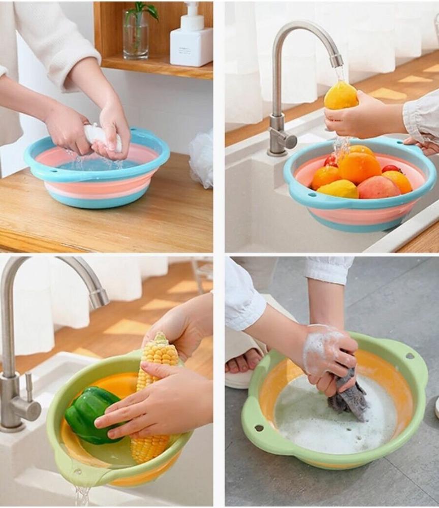 Таз-миска пластиковый складной 23x20x8,5 см Зеленый - фото 6