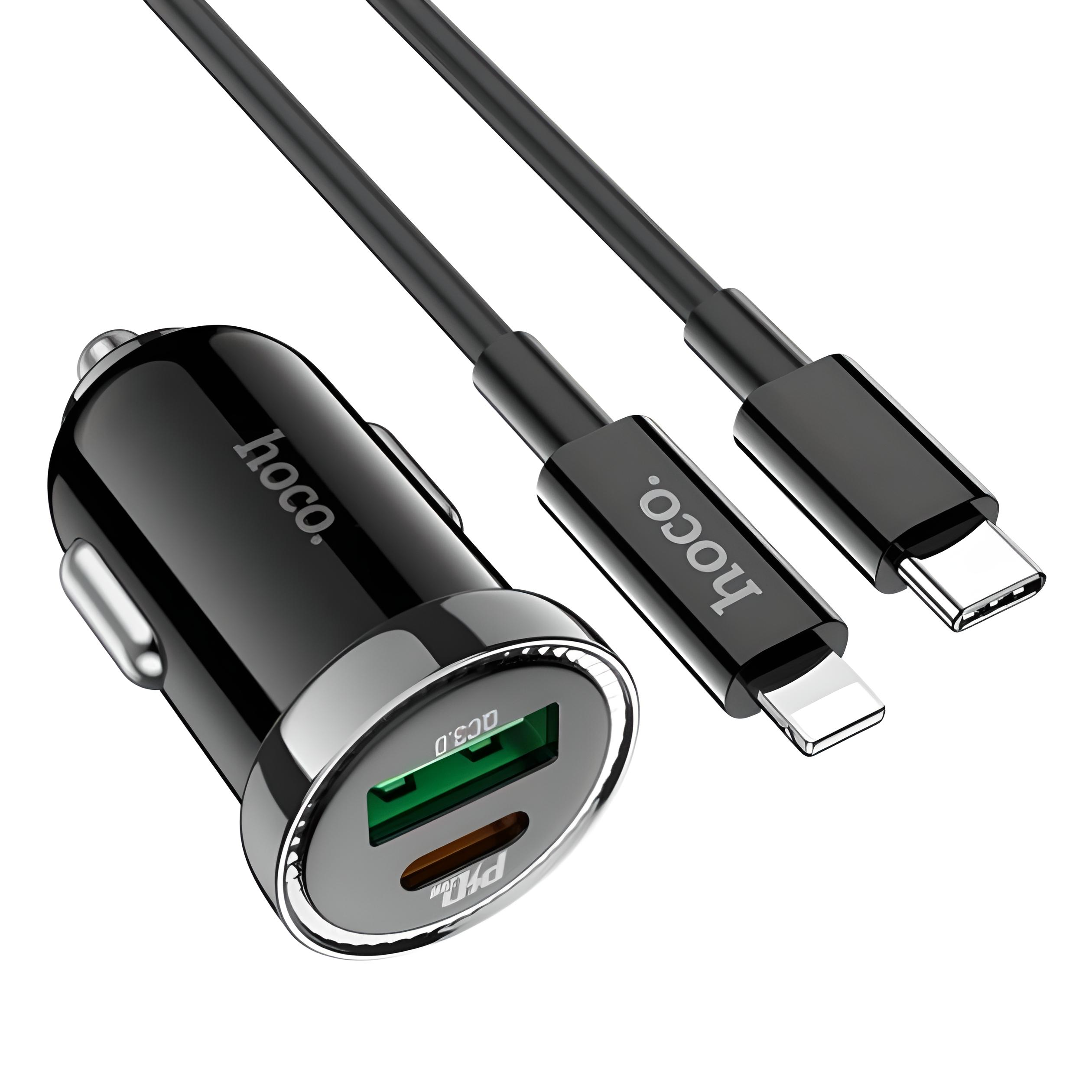 Автомобільний зарядний пристрій Hoco Z44 Leading PD20W QC3.0 1USB/3A Чорний - фото 1