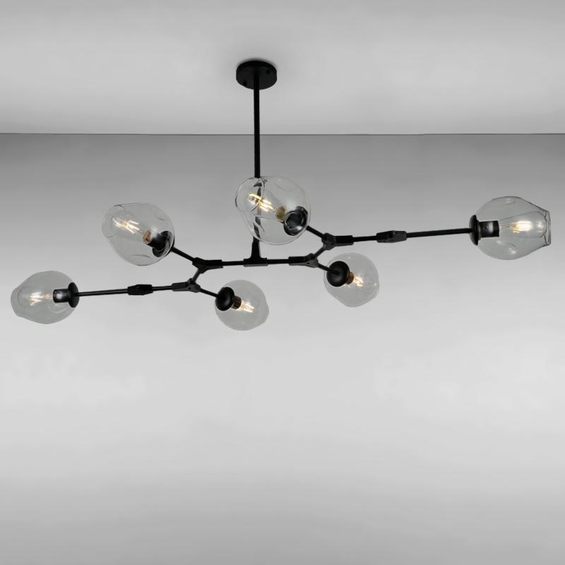 Люстра подвесная молекула Light House LS-15181-6 BK+CL на шесть ламп Черный
