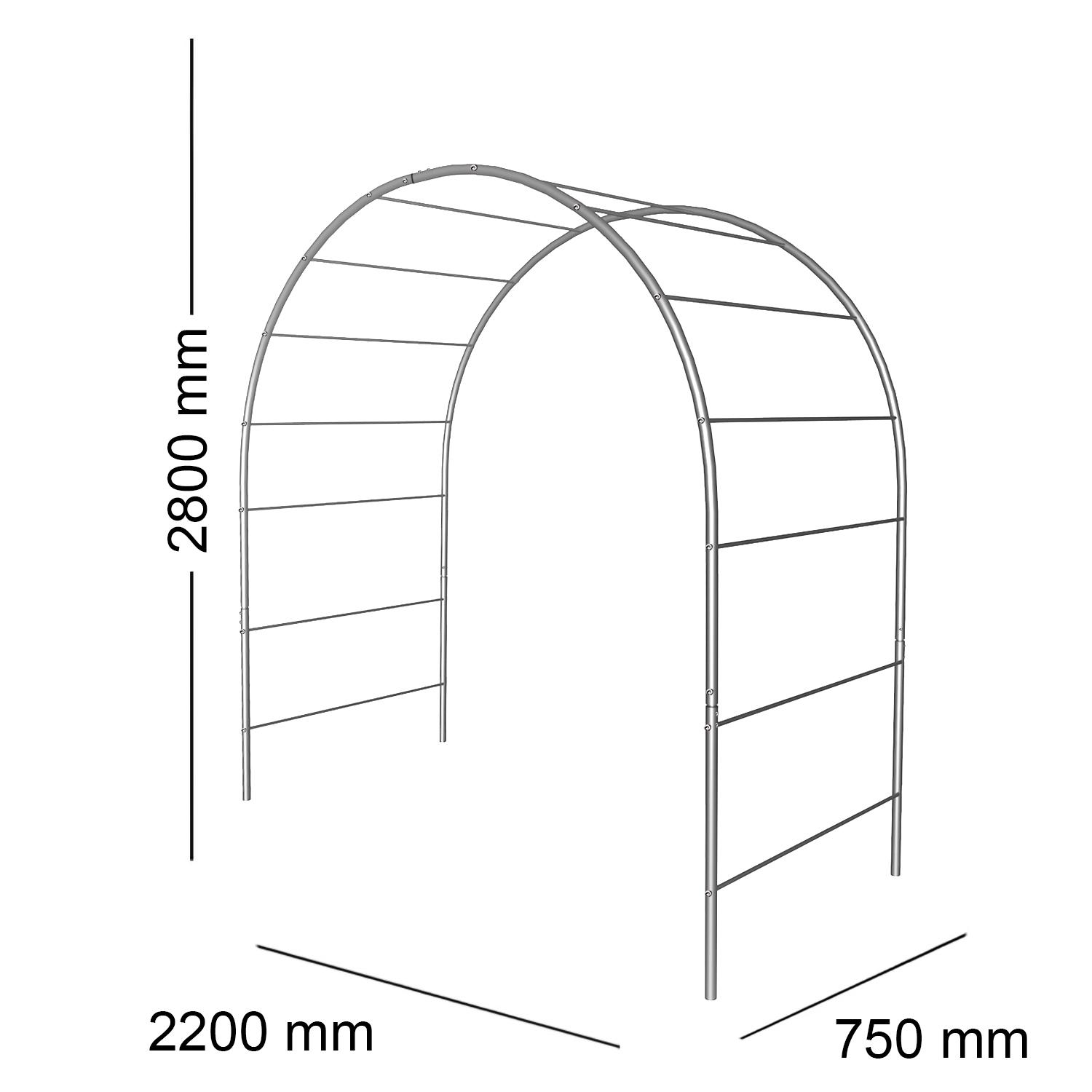 Опора для рослин арка садова 2800х2200х750 мм d 24 мм/d 12 мм (АС-D24/D12-2800*2200*750) - фото 2