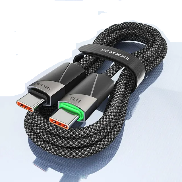 Кабель Toocki 100w C-Type C 1 м Серый (TQ-X07AC2CC1BLK)
