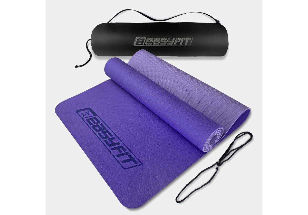 Коврик для йоги и фитнеса EasyFit TPE/TC двухслойный с чехлом 6 мм Фиолетовый (EF-1924s-VV)