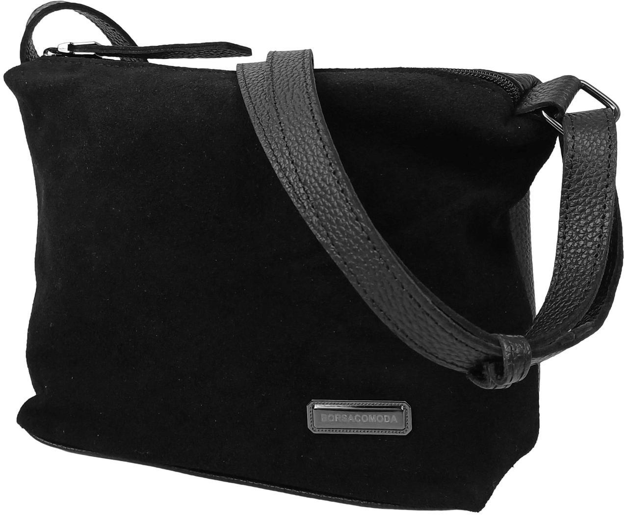 Сумка женская Borsacomoda из натуральной кожи и замши Черный