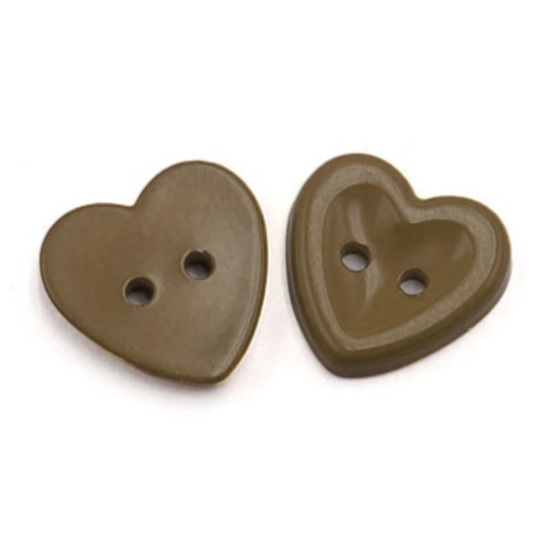 Гудзик Серце LuxFabric 2 отв. пластик 14,5 х15 мм 1 шт. Коричневий (ПЛ1415с08)