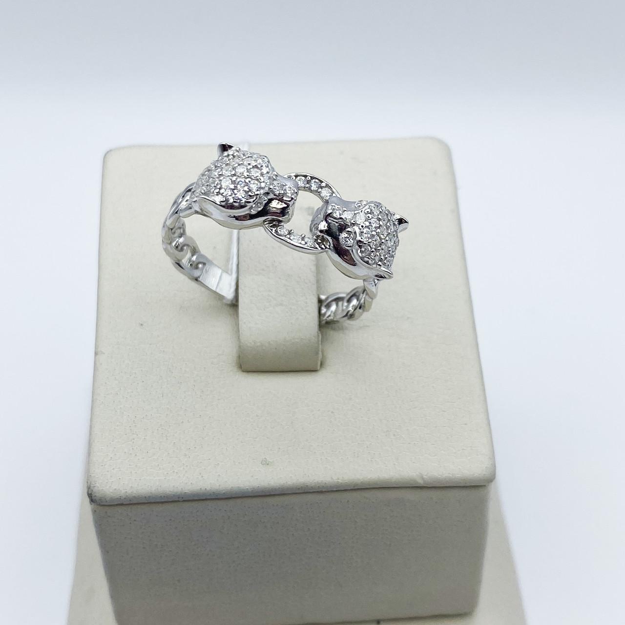 Кільце срібне Пантера з кубічним цирконієм р. 18 2,45 г (2034097615)