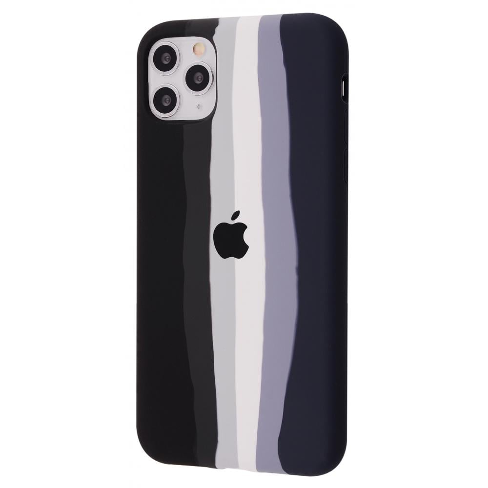 Чехол с мягкой подкладкой PRC Rainbow Silicone Case iPhone 11 Pro Max black/dark blue Черный Синий