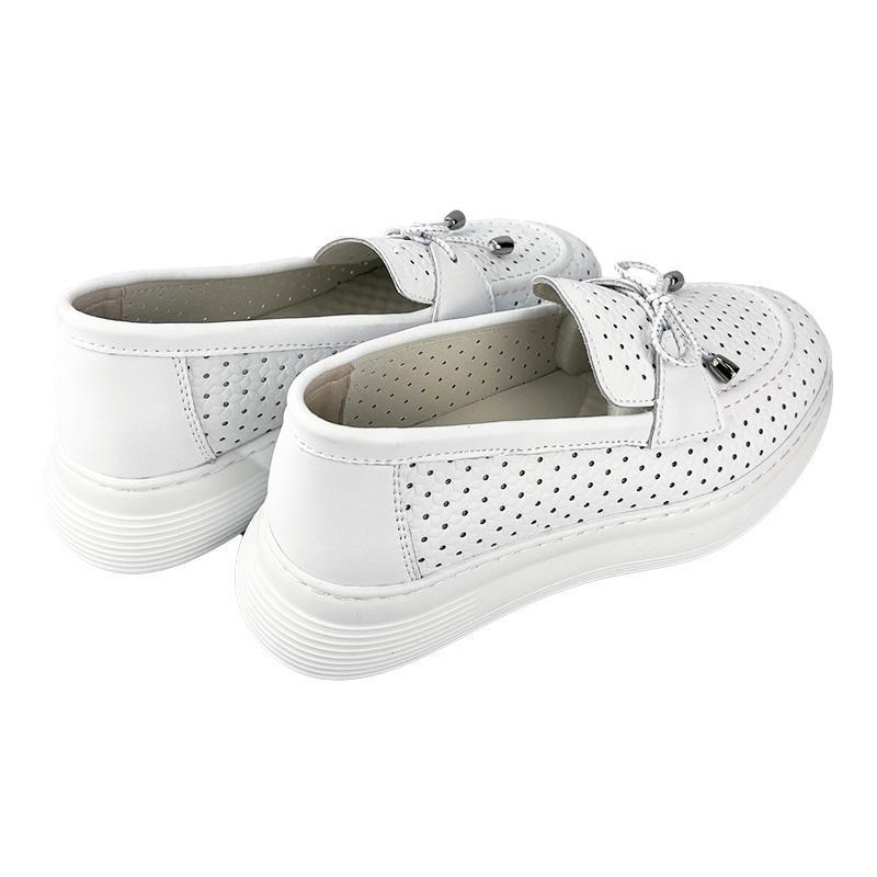 Лоферы женские перфорированная кожа 7057-1 р. 36 23 см Белый - фото 4