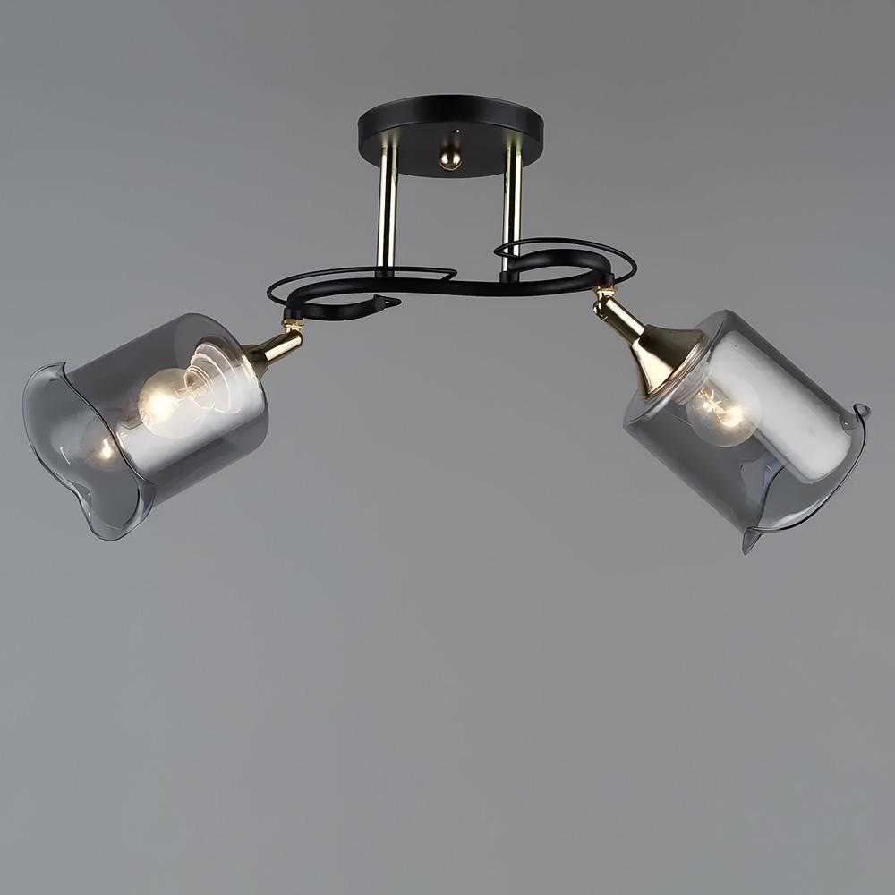 Люстра потолочная Light House SR-19378/2 BK/FGD E27 490х140х270 мм плафон дымчатый Черный/Золотой