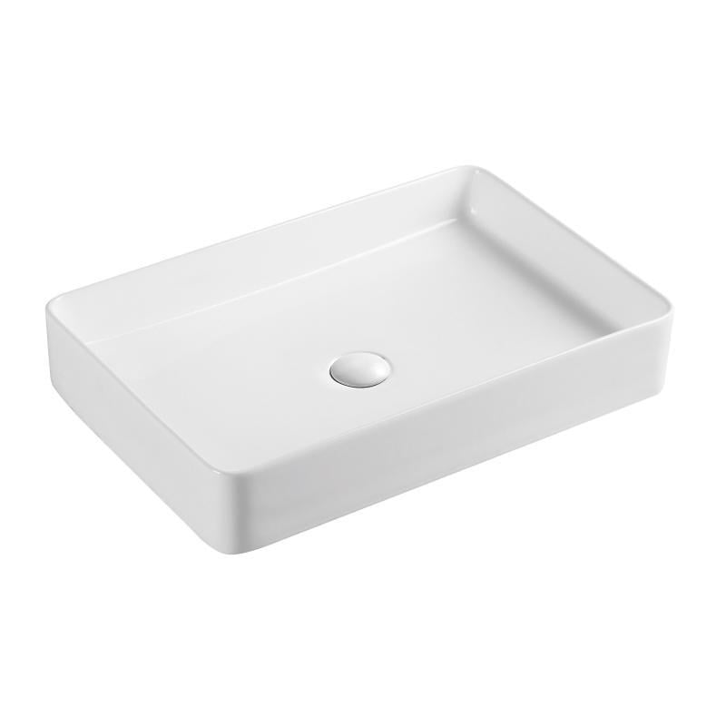 Раковина накладная Qtap Tern прямоугольная с донным клапаном 600x405x110 мм White (QT17112174W)