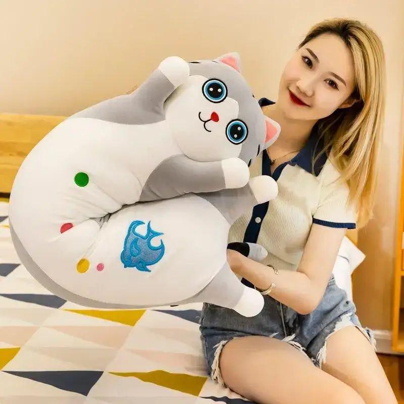 Игрушка Кот батон с узором 60 см Серый (15015384)