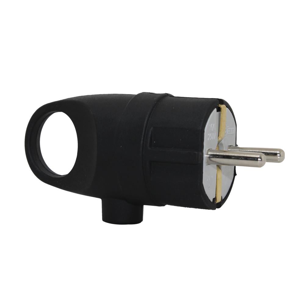 Вилка TECCO TA 3003 штепсельная с кольцом Каучук с заземлением 16 А/250 V Черный