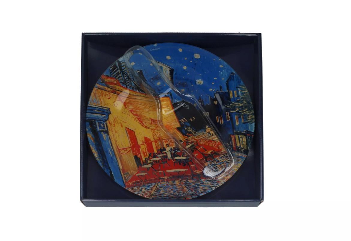 Тарелка стеклянная для торта Саrmanі с лопаткой Ван Гог Ночная терраса в кафе d 30 см (198-1227) - фото 2 Тарелка стеклянная для торта Саrmanі с лопаткой Ван Гог Ночная терраса в кафе d 30 см (198-1227) - фото 2