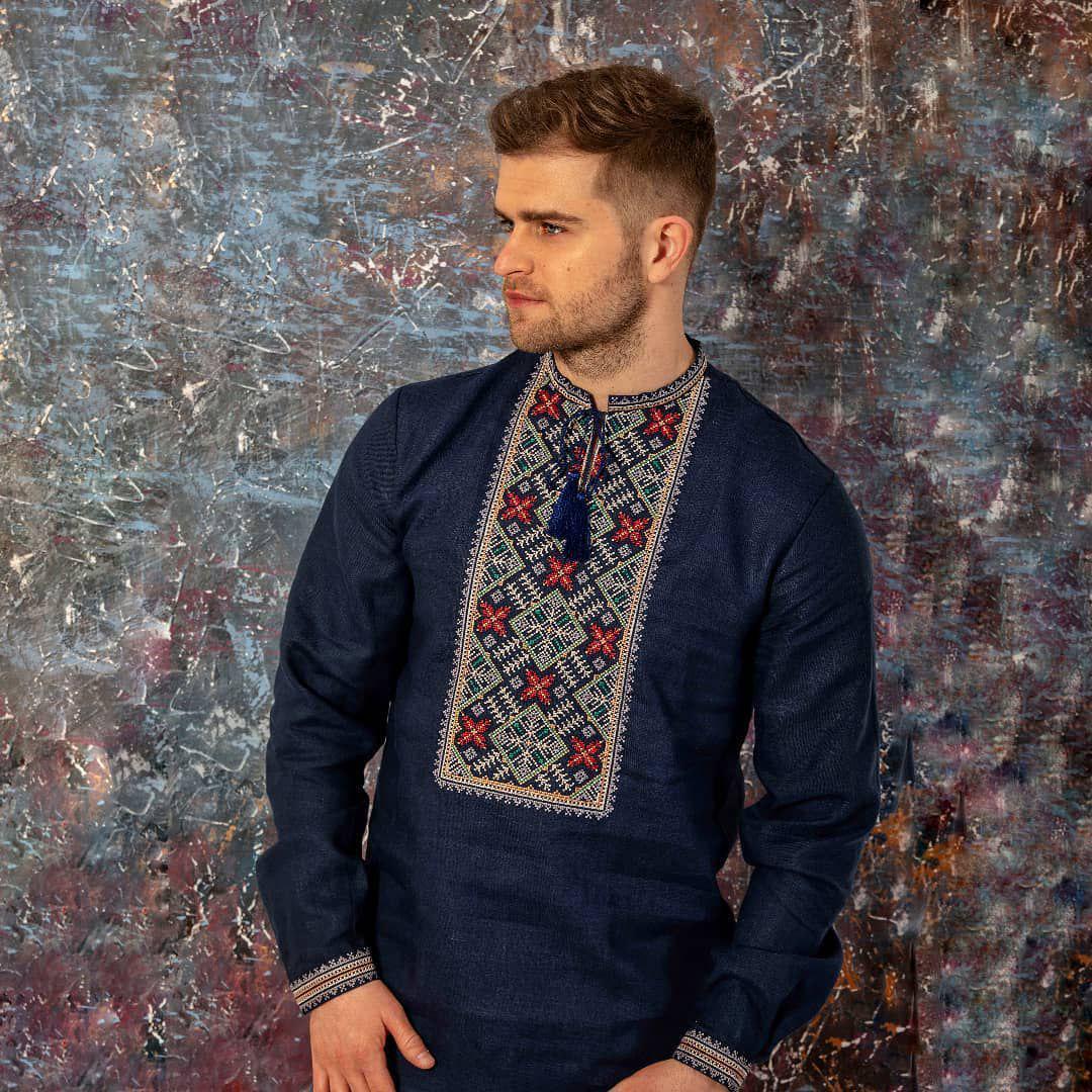 Вышиванка мужская р. 56 Темно-синий (509)