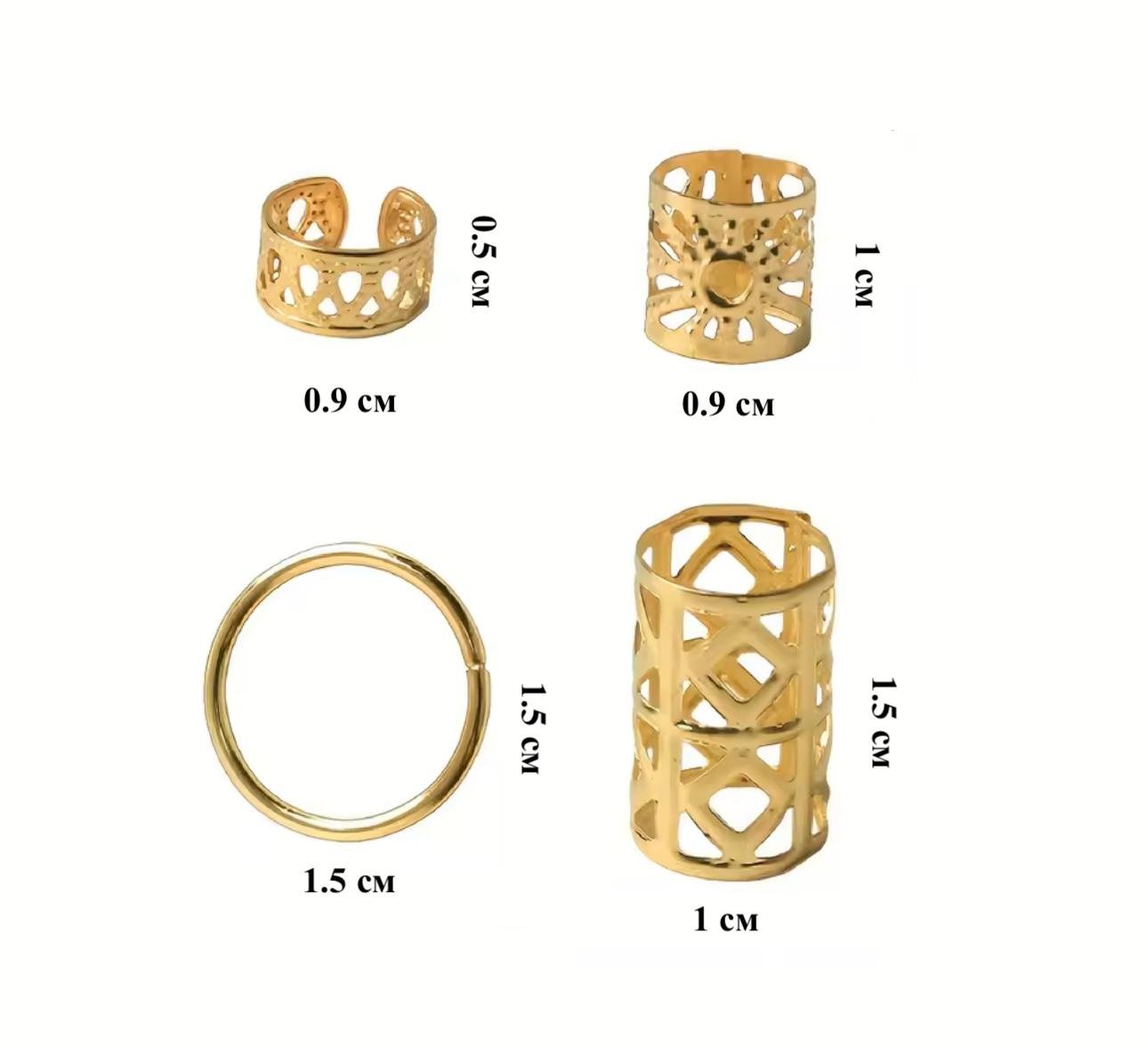 Набор золотистых украшений для кос и дредов кольца и бусины для волос 80 шт. - фото 3