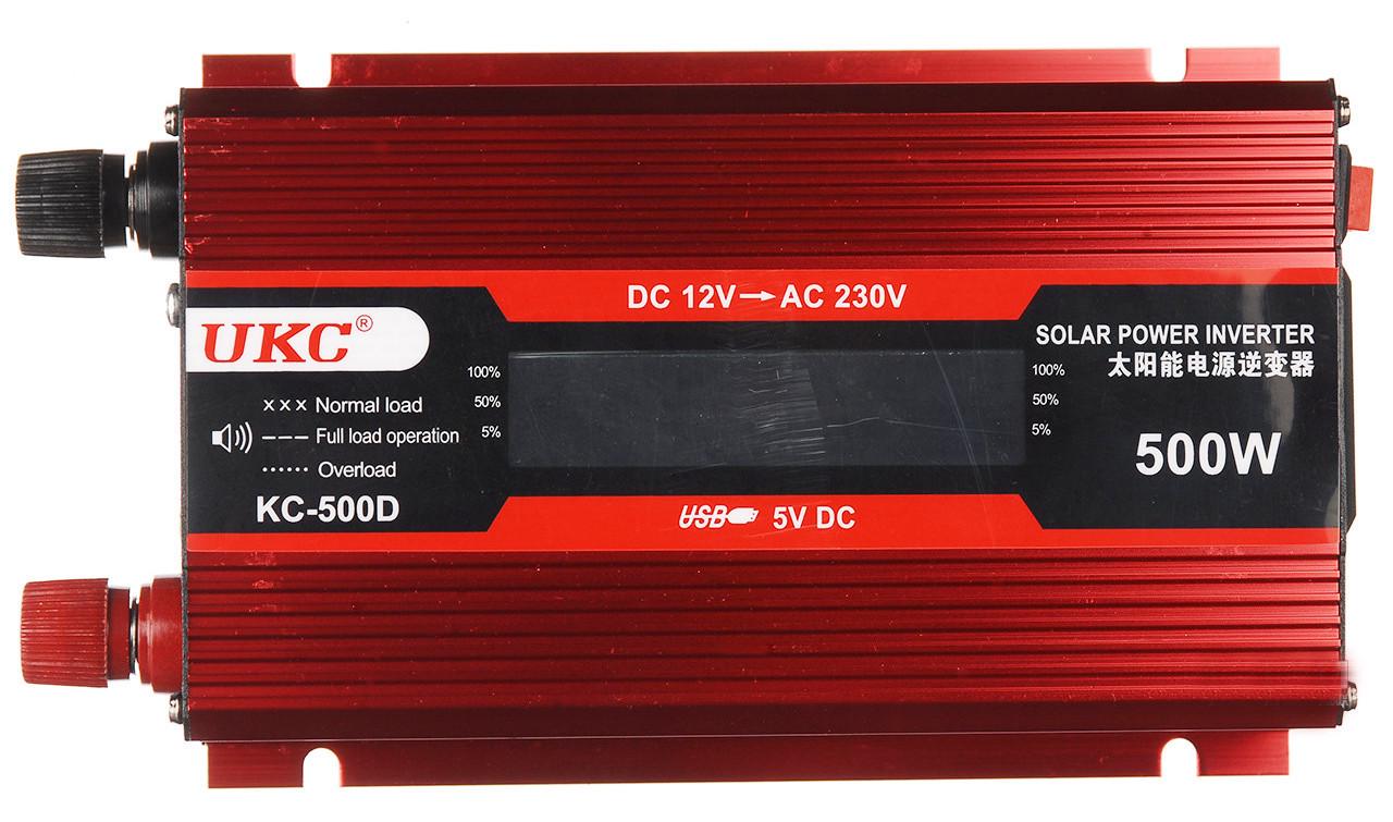 Инвертор UKC KC-500D 500 W с LCD дисплеем Red (4_386264640) - фото 2