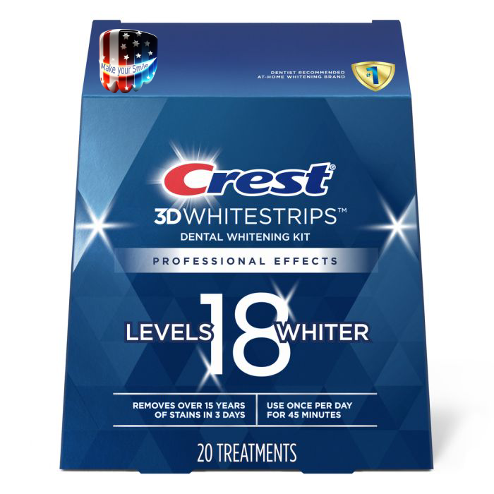 Відбілюючі смужки Crest 3D 1/2 курсу Professional effects Whitestrips 18 Level 10 пар смужок (34567890678)