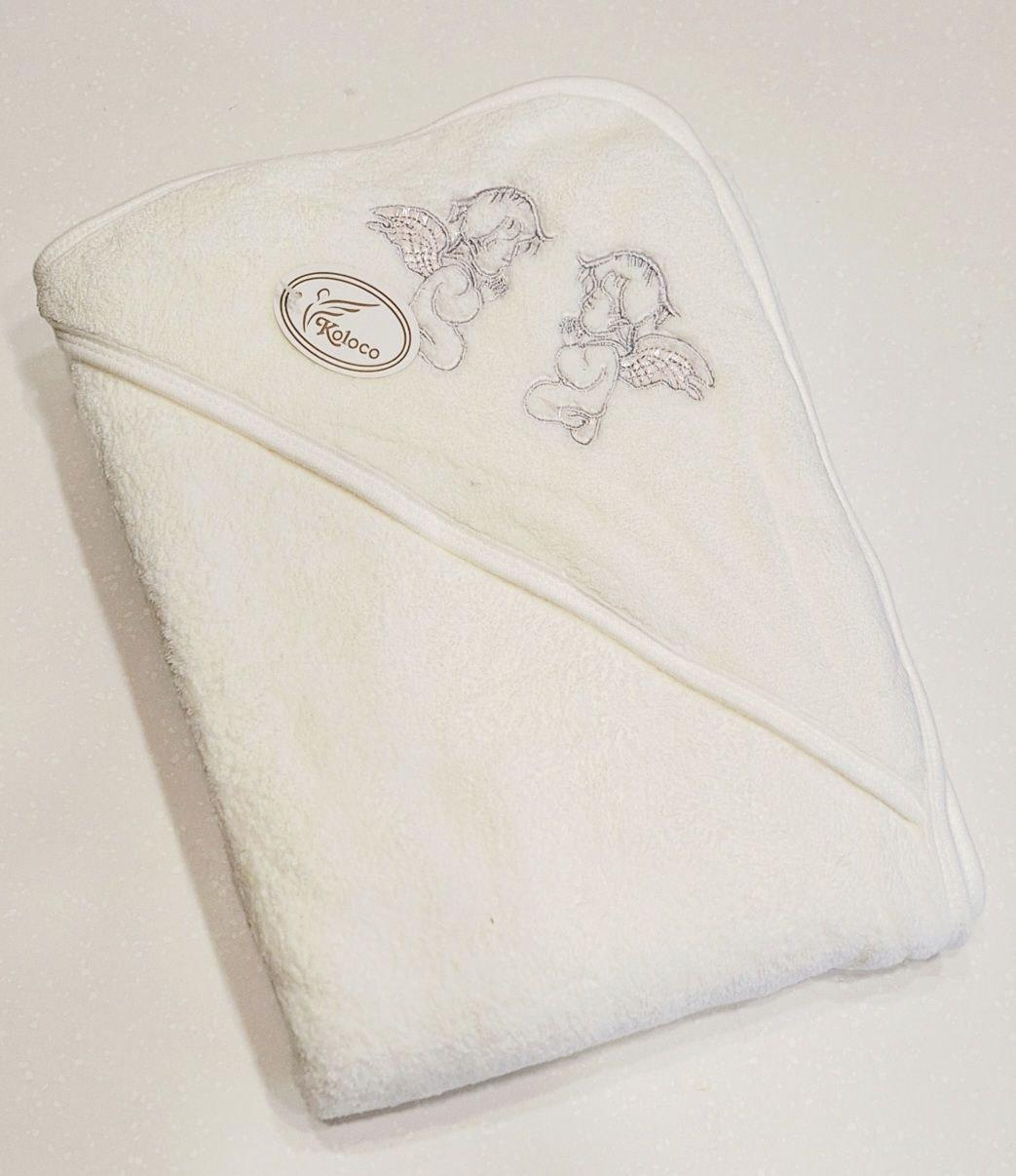 Крыжма Koloco с капюшоном микрофибра 110х110 см Кремовый с серебром (1317)