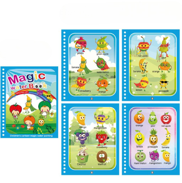 Раскраска водная многоразовая с маркером 80878 Фрукты (1664955365)