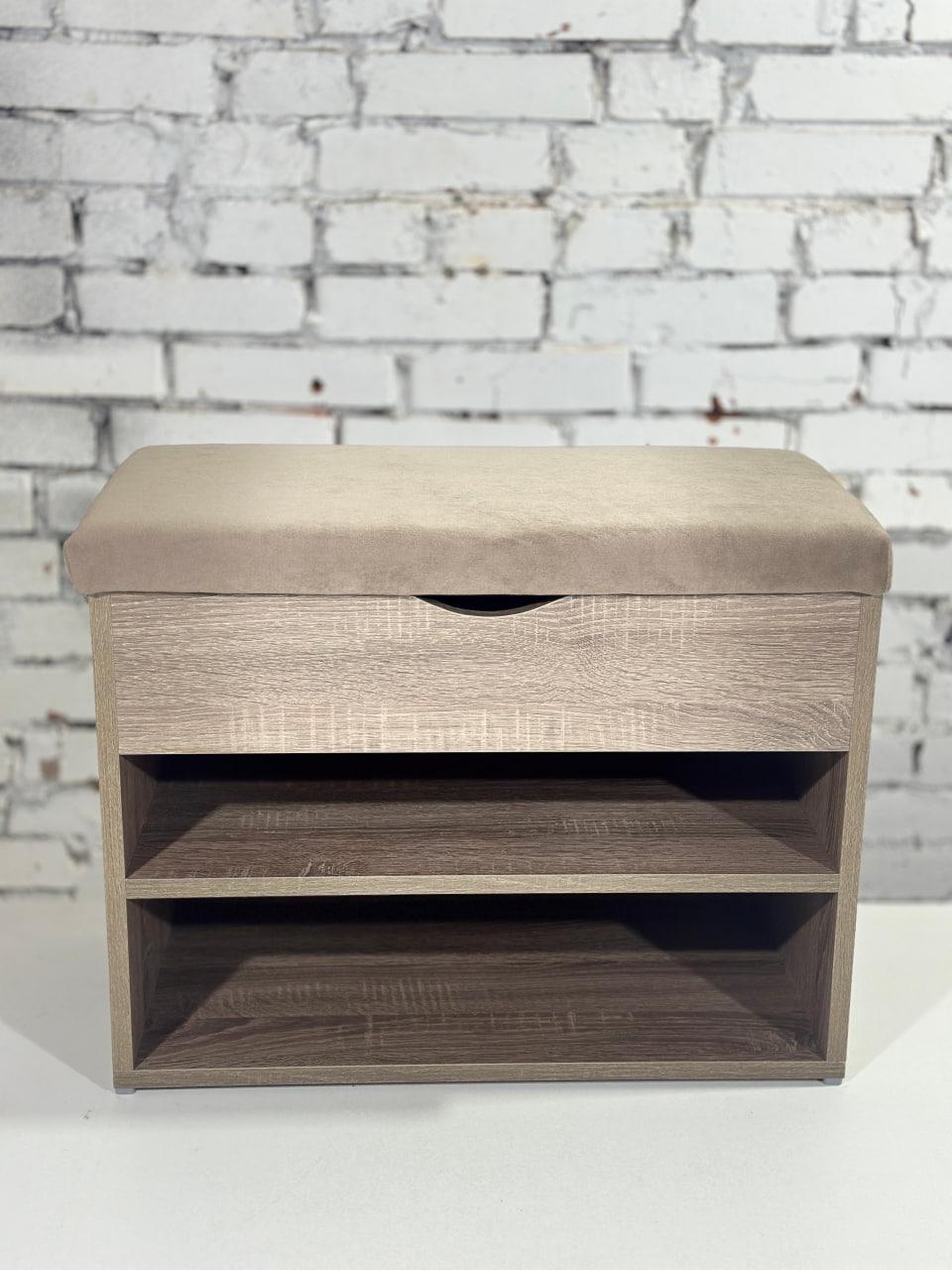 Тумба для взуття ДСП/тканина 30х80х45 см Сонома трюфель/Какао - фото 2 Тумба для взуття ДСП/тканина 30х80х45 см Сонома трюфель/Какао - фото 2