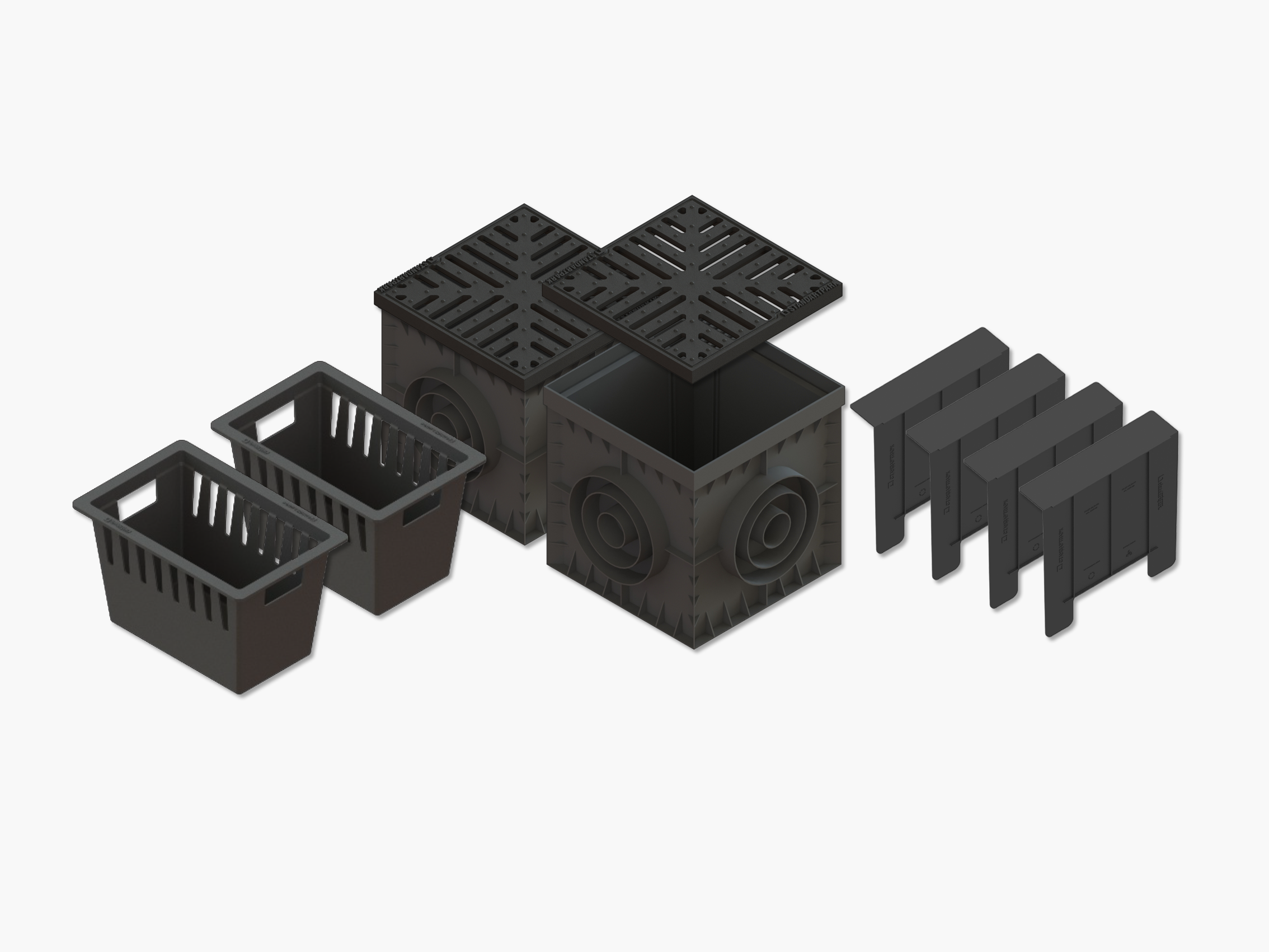 Комплект водоотвода с дождеприемниками 30х30см и чугунными решетками 2 шт. (К0837034/2)