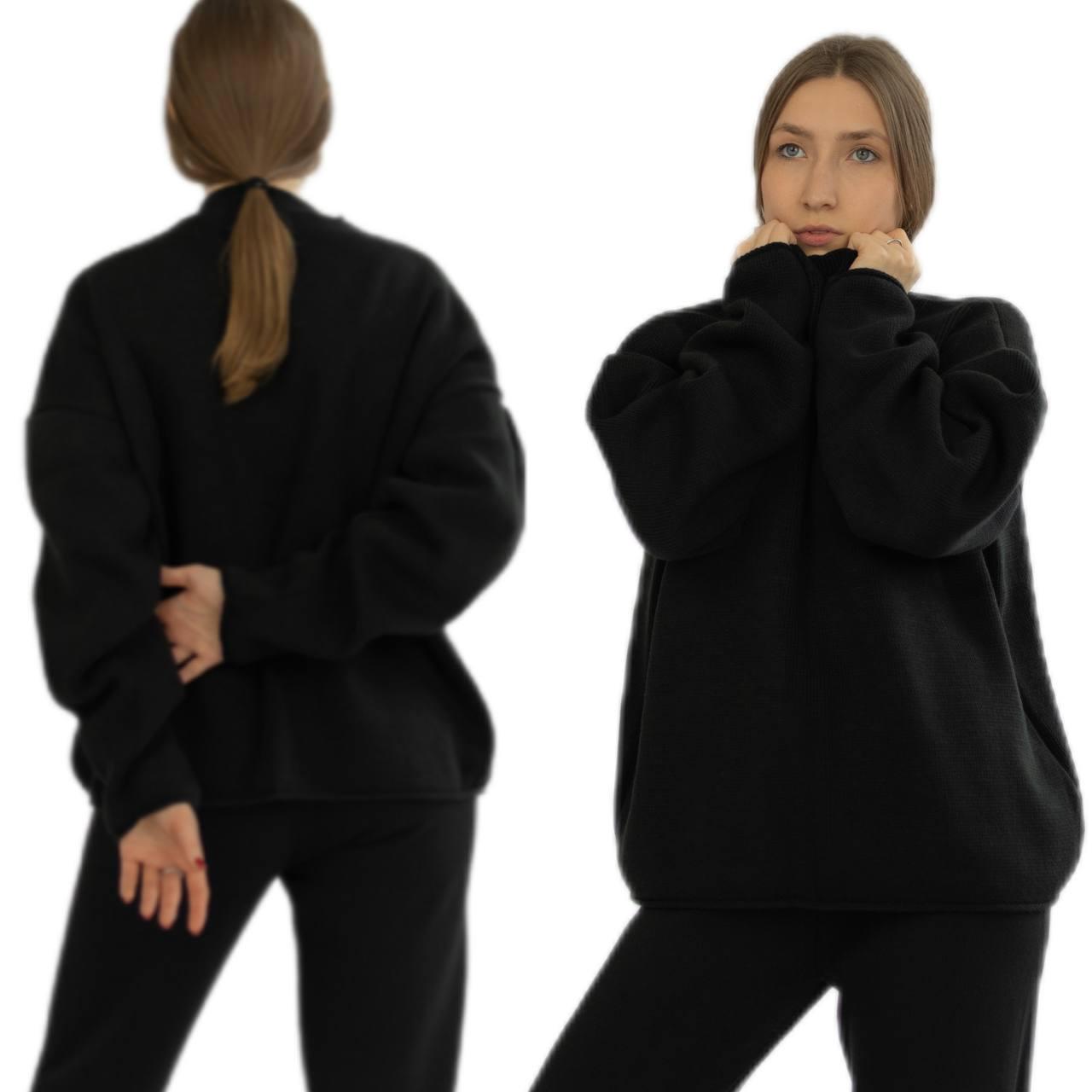 Свитер женский вязаный на зиму-весну WALERI one size Черный - фото 3 Свитер женский вязаный на зиму-весну WALERI one size Черный - фото 3