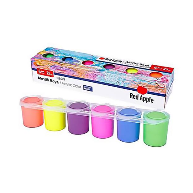 Краски акриловые неоновые Red Apple 6 цветов  25 мл (MEP-RA6N)