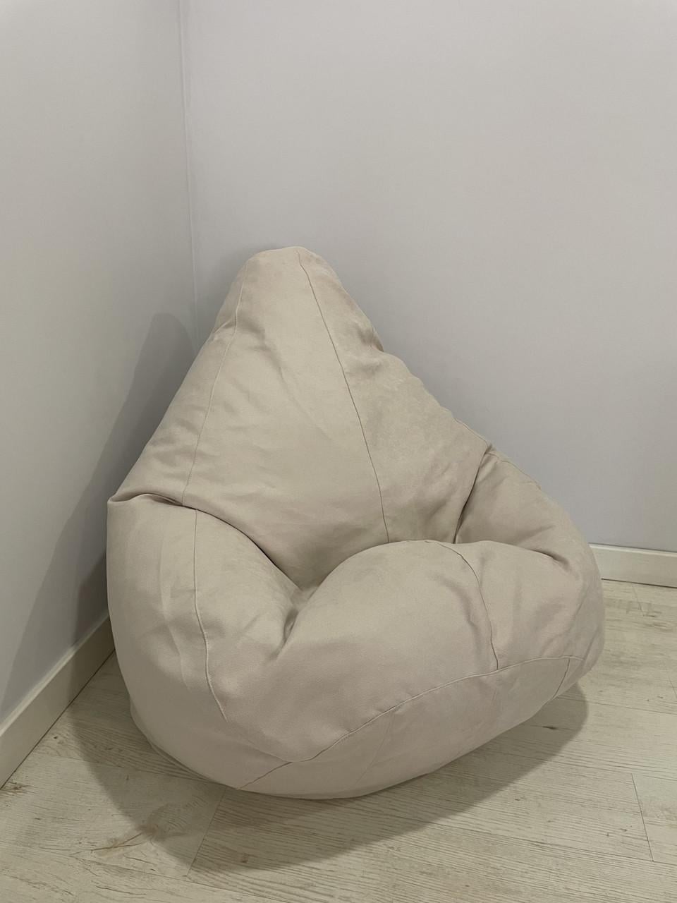 Бескаркасное кресло-мешок SkyPuff MEGA Груша Велюр GREAT XXXL 160х120 см Ecru (160041)