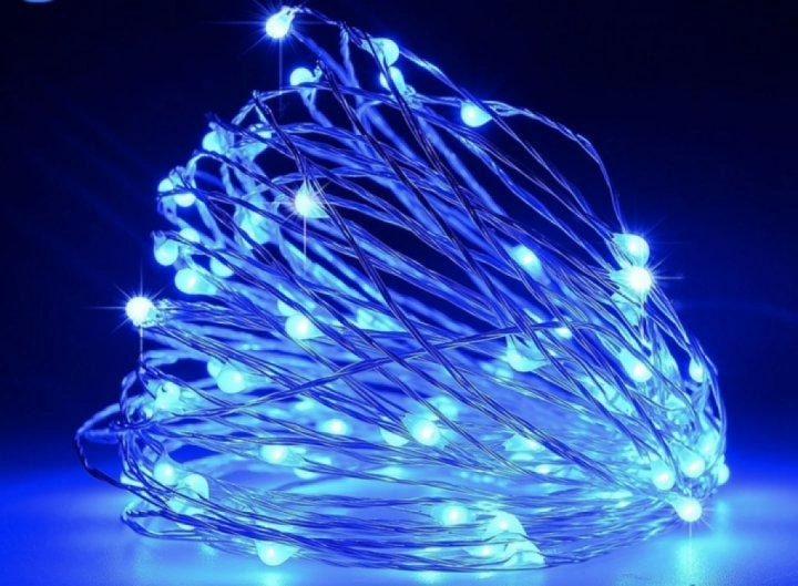 Гирлянда роса на пульте 1000 LED капля на зеленой проволоке 100 м Синий (1000L100MGBL)