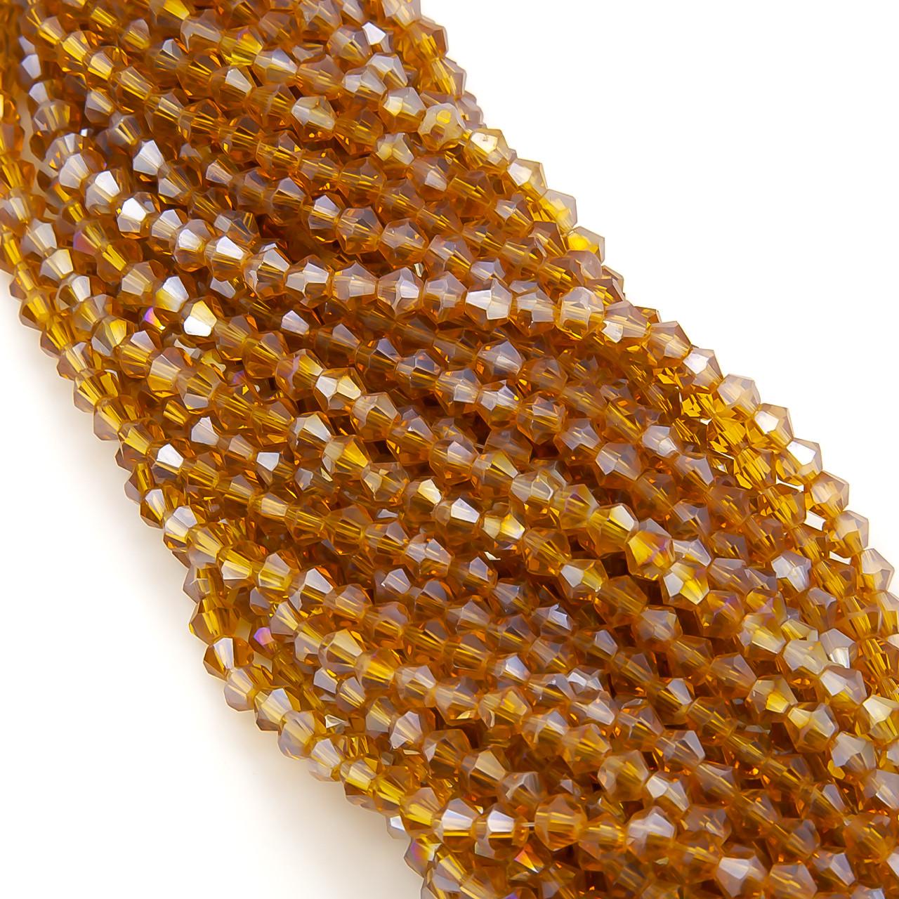 Бусины хрустальные Биконус АВ 6,2х6 мм 46 шт. Рыжий (БИ0006к69)
