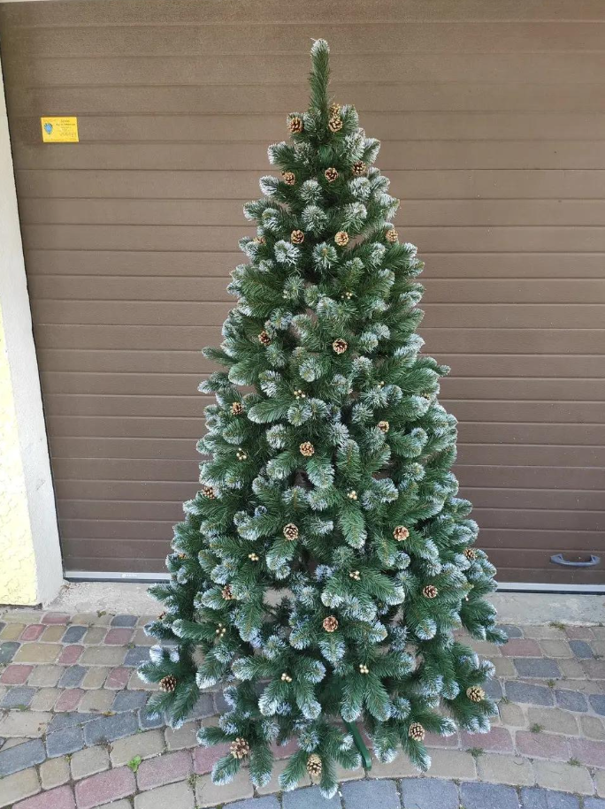 Штучна ялинка Кармен з ПВХ з шишками/перлами 1,50 м Темно-зелений/Білий/Золотий (NYT15312) - фото 13