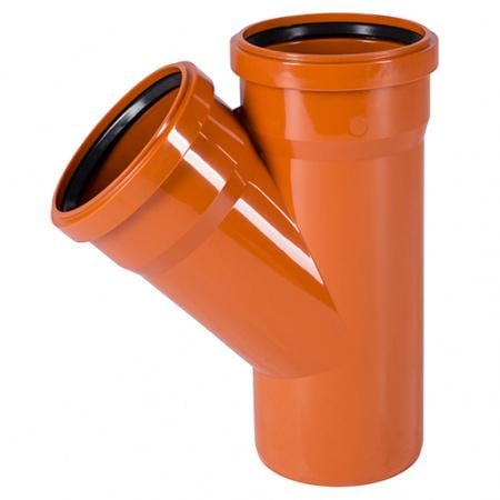 Тройник Instalplastlask ДУ250х45° ПВХ для наружной канализации (03954)