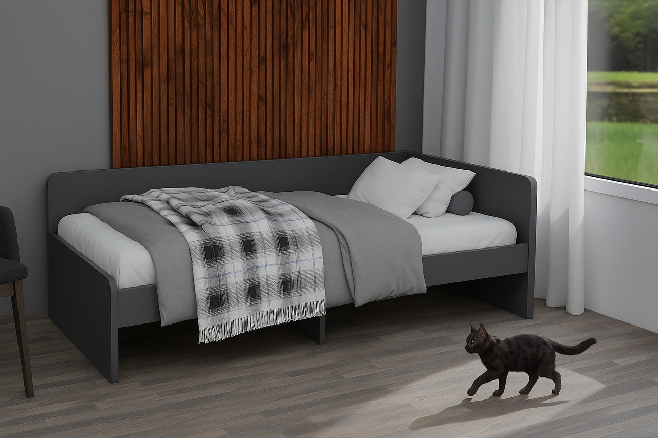 Кровать односпальная Эверест 800 сплошной щит Графитовый (е-20737.06) - фото 4